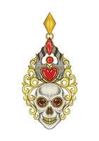 Jewelry design art vintage mix fancy skull pendant hand drawing and painting make graphic vector. vector