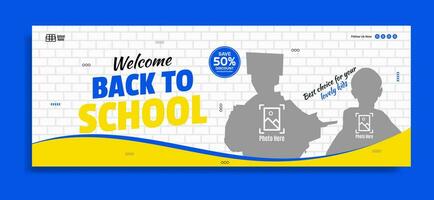 Back to school business horizontal banner template design vector