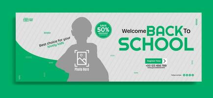 Back to school business horizontal banner template design vector