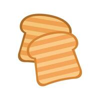 Vector toasted bread slice cartoon on white background