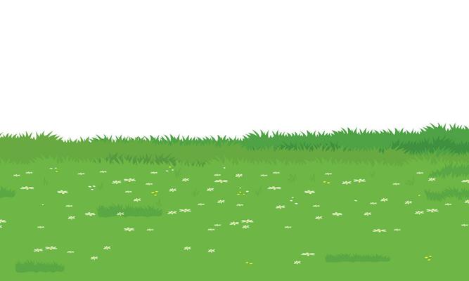 Vector fantastic grass and flower background in green tones