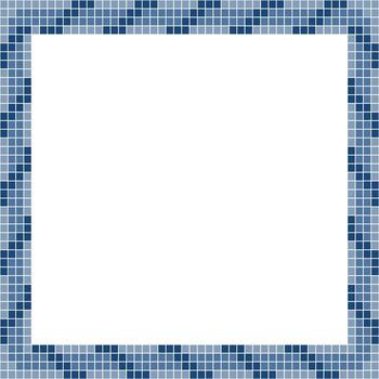 Navy blue tile frame, Mosaic tile frame or background, Tile background, Seamless pattern, Mosaic seamless pattern, Mosaic tiles texture or background. Bathroom wall tiles, swimming pool tiles. vector