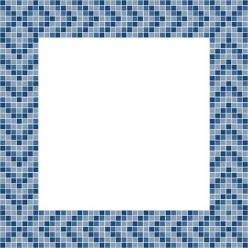 Navy blue tile frame, Mosaic tile frame or background, Tile background, Seamless pattern, Mosaic seamless pattern, Mosaic tiles texture or background. Bathroom wall tiles, swimming pool tiles. vector
