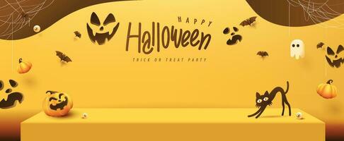 Halloween banner Studio table room product display with copy space vector