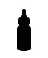 Children feeding bottle silhouette, milk baby bottle icon vector