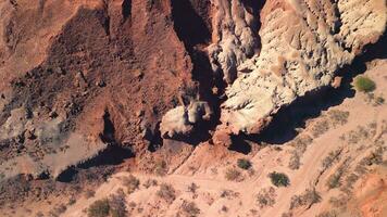 Aerial top view drone flying over scenic red rocky mountains video