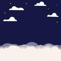 Vector star background with white clouds