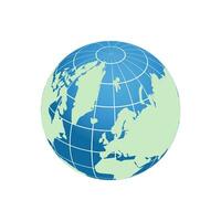 Vector globe with world map on white background