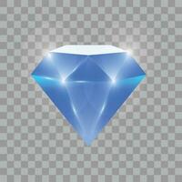 Vector precious stone blue color, ruby in cartoon style. jewel, treasure, gem, brilliant, diamond, crystal