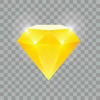 Vector precious stone gold color, ruby in cartoon style. jewel, treasure, gem, brilliant, diamond, crystal