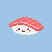 2 Vector cute sushi salmon cartoon vector icon illustration. food character icon concept. flat cartoon style