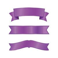 Vector set of purple ribbons on white background