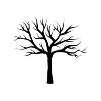 vector muerto árbol siluetas muriendo negro de miedo arboles bosque ilustración. natural muriendo antiguo árbol