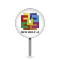 Map pointer with Department of Lima Flag. Peru. Vector Illustration.