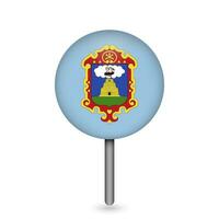Map pointer with Department of Ayacucho Flag. Peru. Vector Illustration.
