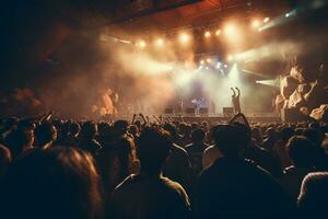 crowd of people watching concert in the evening time photo