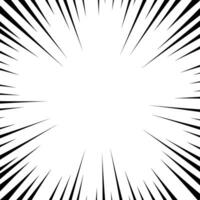 Comic book white and black radial lines background. Superhero action, explosion background, manga speed frame, vector illustration