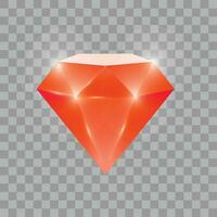 Vector precious stone red color, ruby in cartoon style. jewel, treasure, gem, brilliant, diamond, crystal