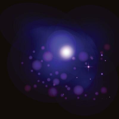 Elegant blue bokeh blur light effect, blue lens flare particles abstract background