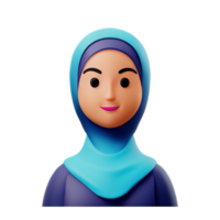 musulmán mujer cara personaje 3d Ramadán icono png