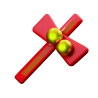 christmas 3d candy stick with mistletoe illustration png