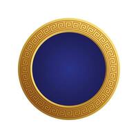 Vector mid autumn festival or chinese new year, round gold and blue frame on white background