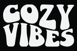 Cozy Vibes Funny Groovy Wavy Christmas T-Shirt Design vector