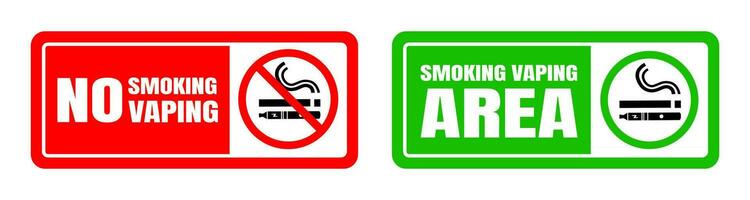 No smoking no vaping and smoking area sign set. vector