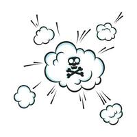 Fart smoke smelling cloud with skull and crossing bones. vector