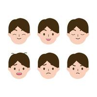 Man or boy cartoon's emotions. Facial expression vector