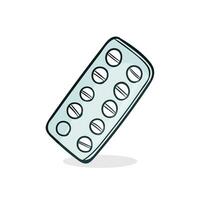 Vector blister tablets medical pharmaceutical hospital device vector illustration handdrawn