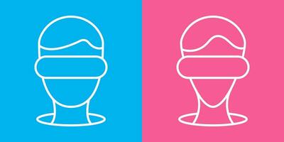 VR avatar outline icon vector illustration set