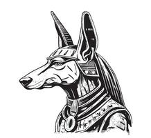 Anubis portrait sketch hand drawn Egypt Vector illustration