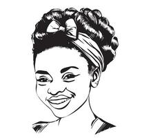 Portrait of african girl abstract hand drawn sketch in doodle style Vector illustration