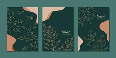 Set of creative cover templates with abstract and floral elements. For poster, greeting and business card, invitation, notebook, books, brochure, email header, advertising, events and page cover. vector