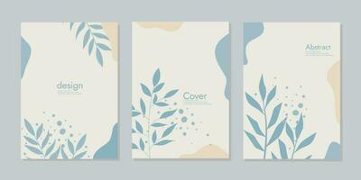 Set of creative cover templates with abstract and floral elements. For poster, greeting and business card, invitation, notebook, books, brochure, email header, advertising, events and page cover. vector