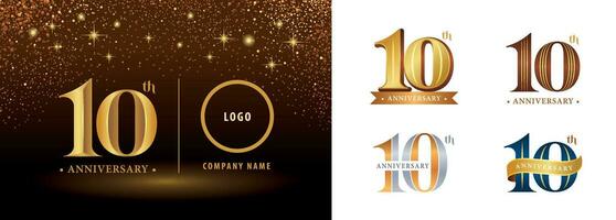 conjunto de 10 aniversario logotipo diseño, diez años celebrando aniversario logo vector