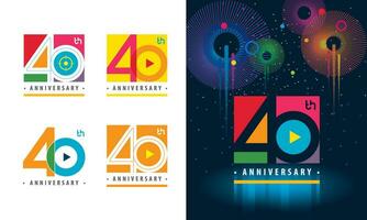 Set of 40th Anniversary logotype design, Forty years Celebrating Anniversary vector