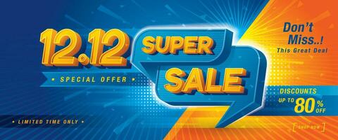 12.12 Shopping Day Super Sale Banner Template design special offer discount vector