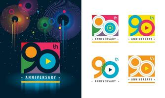 Set of 90th Anniversary logotype design, Ninety years Celebrating Anniversary vector
