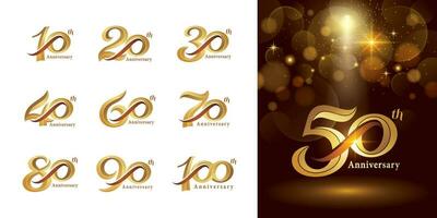 Set of Anniversary logotype design, Elegant Classic Logo, Vintage and retro Serif Number Letters vector