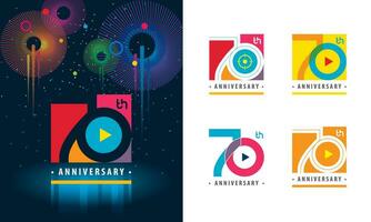 conjunto de 70 aniversario logotipo diseño, setenta años celebrando aniversario vector