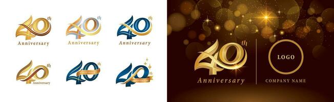 conjunto de 40 aniversario logotipo diseño, cuarenta años celebrando aniversario logo vector
