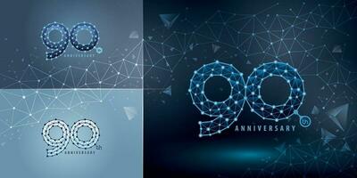 Set of 90th Anniversary logotype design, Ninety years Celebrating Anniversary Logo vector