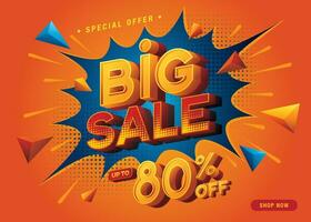 Big Sale Banner Template design special offer discount 80percent off, Shopping banner vector