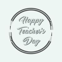 Round pencil frame with Happy Teacher's Day typography vector