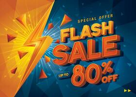 Flash Sale Banner Template design special offer discount 80percent off, Shopping banner vector