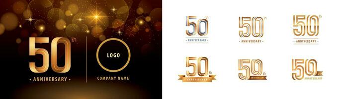 Set of 50th Anniversary logotype design, Fifty years Celebrate Anniversary Logo vector