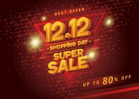 12.12 Shopping Day Super Sale Banner Template design special offer discount vector