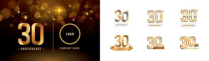 conjunto de 30 aniversario logotipo diseño, treinta años celebrar aniversario logo vector